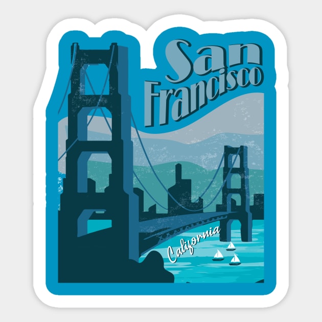 San Francisco in Blue Sticker by SM Shirts